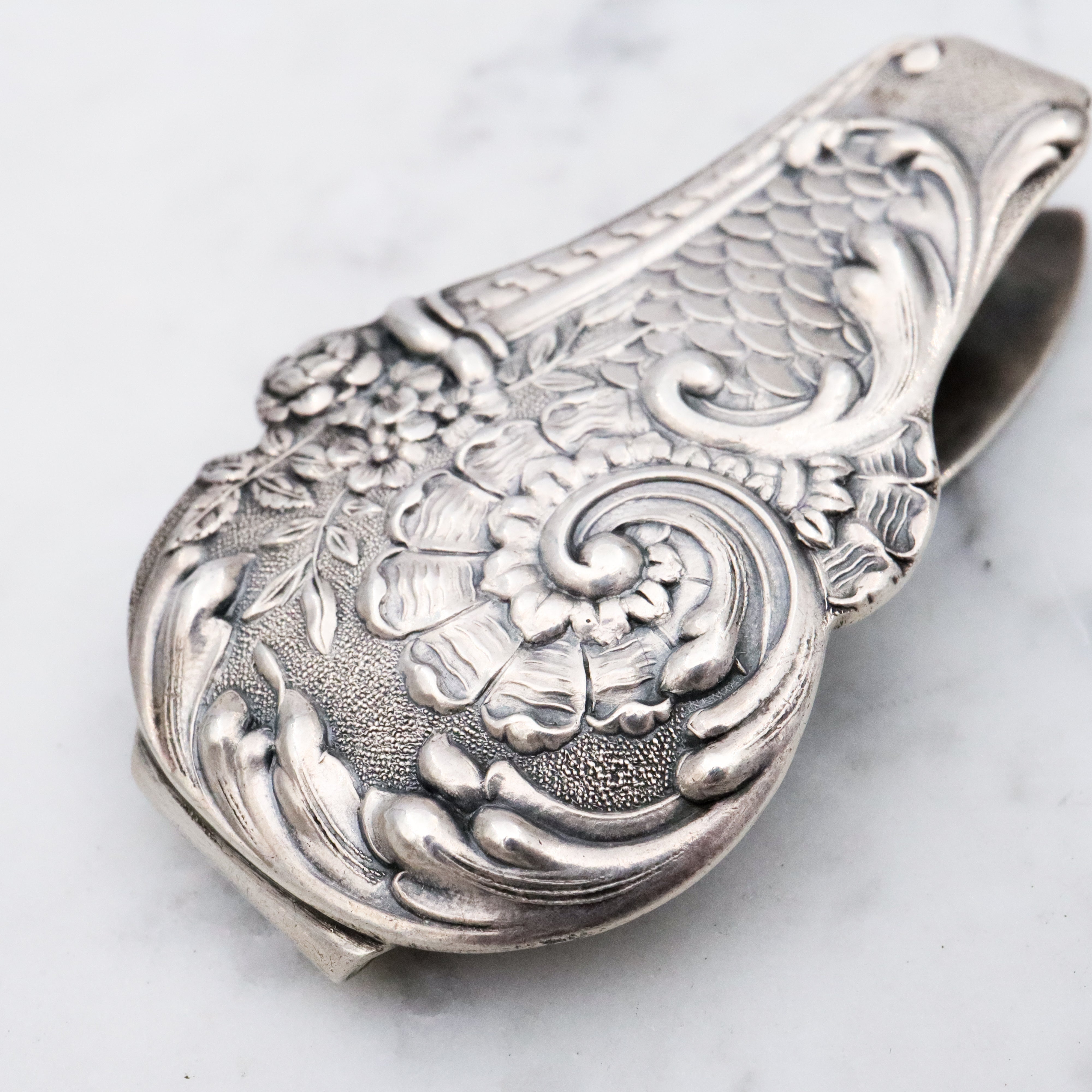 Antique Gorham sterling cornucopia chatelaine clip